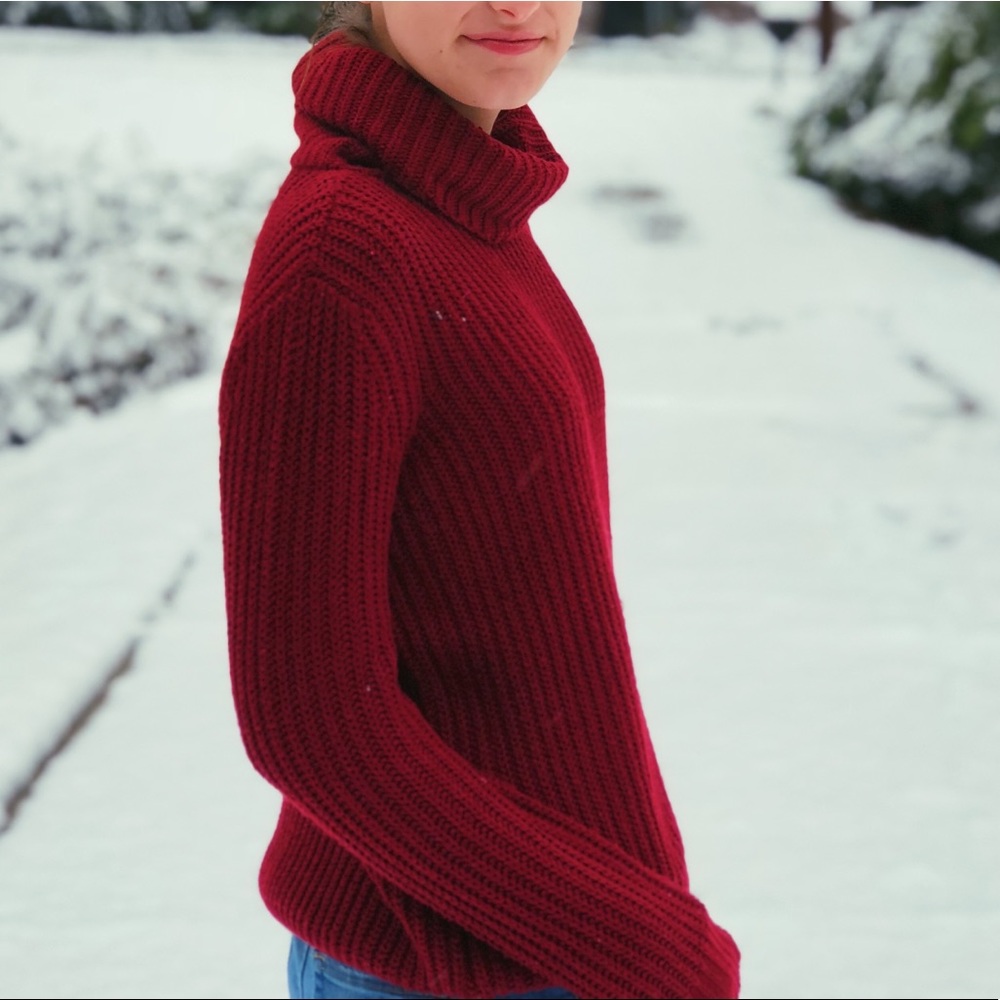 Cozy Dark Red Turtle Neck Sweater